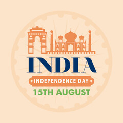 Fototapeta premium india independence day 15th august with landmarks