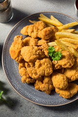 Homemade Fried Chicken Nuggets and Fries