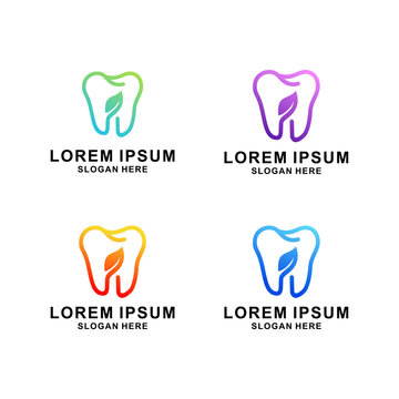 Set collection of dental care logo with modern natural