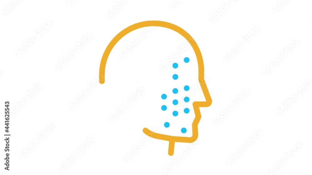 Poster face part scan icon animation. color face part scan animated icon on white background
