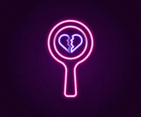 Glowing neon line Broken heart or divorce icon isolated on black background. Love symbol. Valentines day. Colorful outline concept. Vector