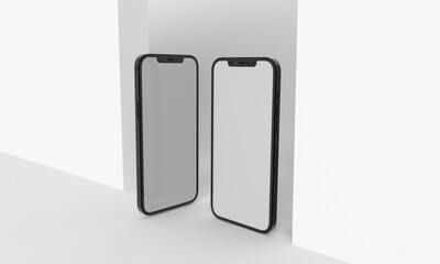 3d render illustration hand holding the white smartphone with full screen and modern frame less design - isolated on white background 