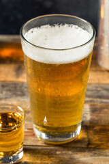 Refreshing Boozy Chicago Handshake Beer and a Shot