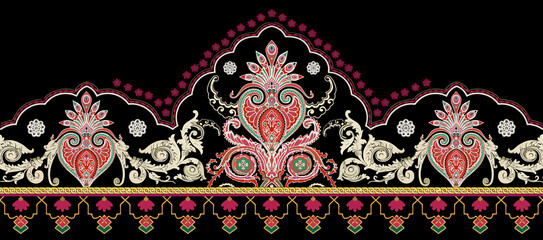 ethnic composed design with running pattern also