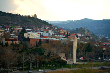 City landscape, architecture of Tbilisi. The capital of Georgia. Big city in the highlands