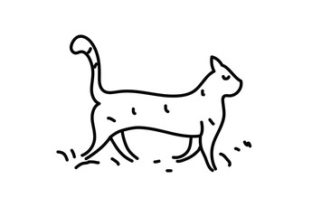 Happy cat walking doodle art