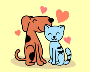 Lovely cat and dog illustration