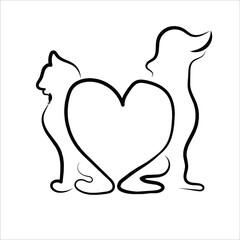 Pet love heart dog and cat