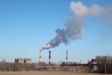 a smoking factory. cement production