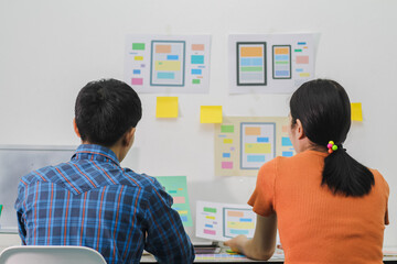 Web designers are working together to develop responsive website gear with UI UX Front End Designer...