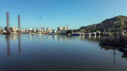 Fototapeta na wymiar port area in Guanabara Bay in Niteroi, Rio de Janeiro, Brazil