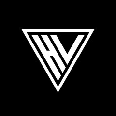 HV Logo monogram with triangle shape designs template