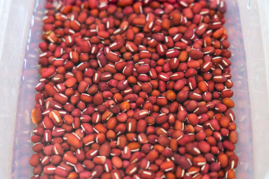 Red Beans Immersed In Water.
Asians Love To Drink Sweet Red Bean Soup. Soaking The Red Beans In Water For A While Is The Secret To Making Them Soft.