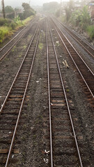 Fototapeta na wymiar empty train tracks, railway, railroad