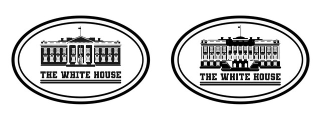 stamp logo white house black and white sketch flat
