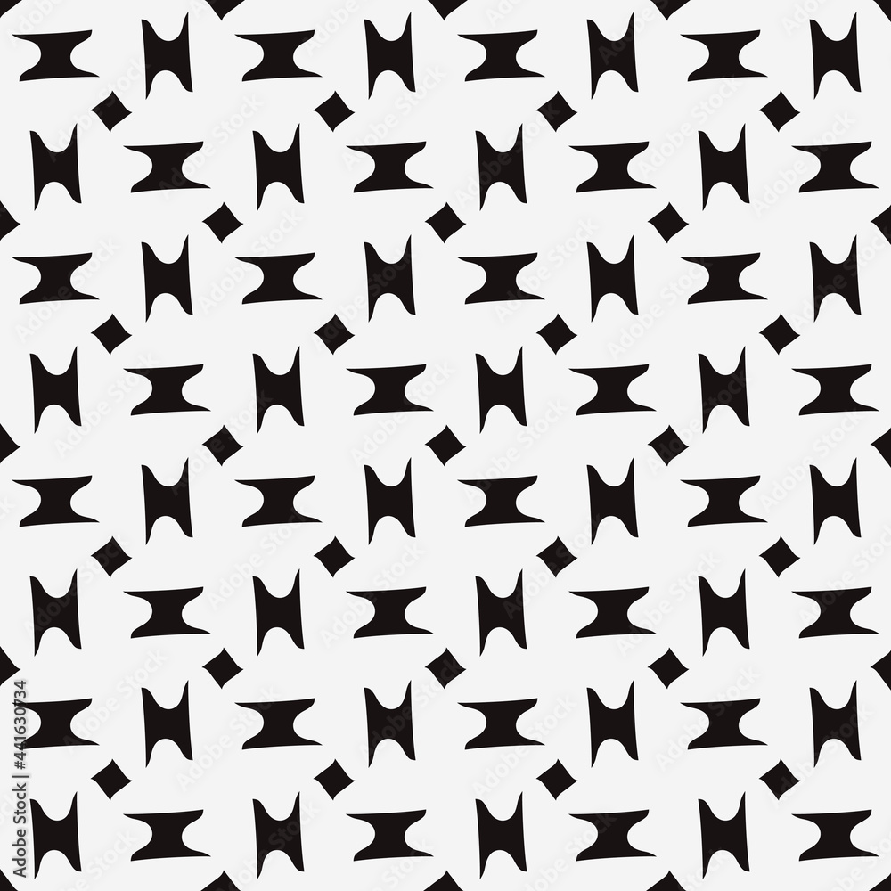 Fototapete Simple shapes repeated pattern. White background and abstract checkered shapes.