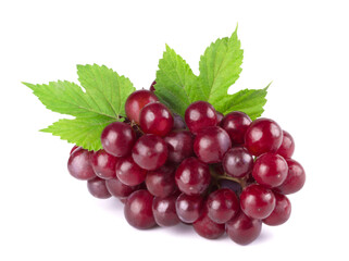 Bunch of ripe sweet red grapes isolated on white background. Fresh berry fruits.