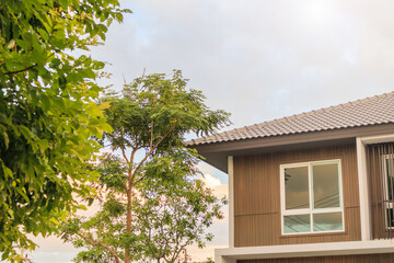 modern house exterior view with sky