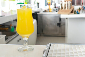 Tasty cold summer coctails at bar