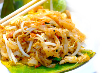 Dry Pad Thai Noodles on a white background