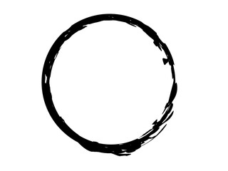 Grunge circle made of black paint.Grunge circle made of black ink using art brush.Grunge oval marking shape.
