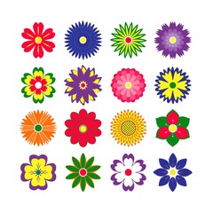 A set of flowers for stickers, labels, gift paper.