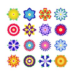 A set of flowers for stickers, labels, gift paper.