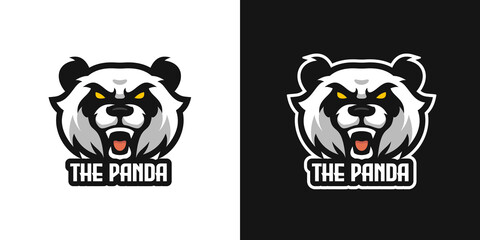 Wild Roaring Panda Mascot Character Logo Template