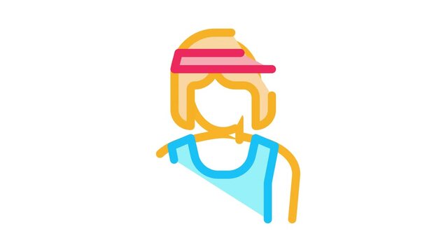 Female Athlete Sportsman Icon Animation. color Female Athlete Sportsman animated icon on white background