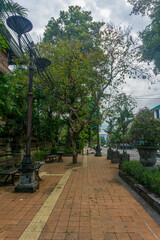 Denpasar, Bali, Indonesia (19 June 2021) : The atmosphere of the roadside Denpasar city in the morning
