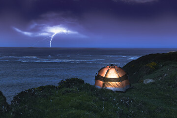 tent at night Pembrokeshire Coast Path