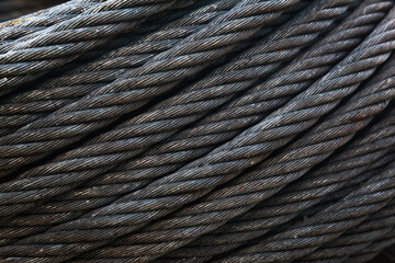 Steel cable close-up. Steel cable texture.