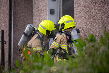 Fireman in South Wales Fire and Rescue service brigade. United Kingdom