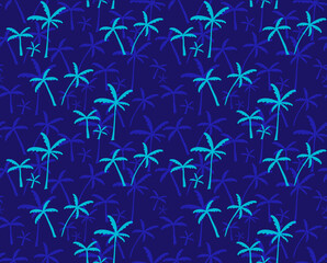 Seamless pattern with palm trees. Summer vacances in tropical island vector background 