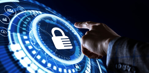 Cyber security data protection business technology privacy concept. Young businessman  select the...