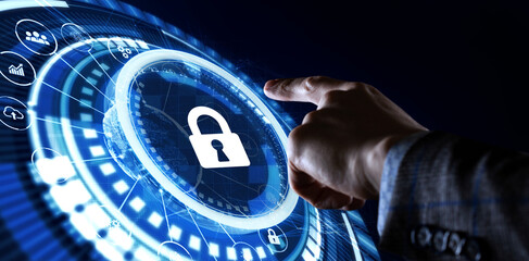 Cyber security data protection business technology privacy concept. Young businessman  select the...