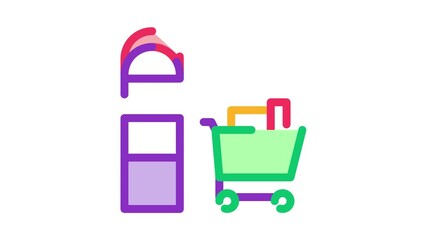 Food Cart near Counters Icon Animation. color Food Cart near Counters animated icon on white background