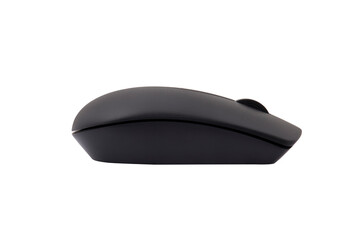 Black wireless mouse isolated on white background