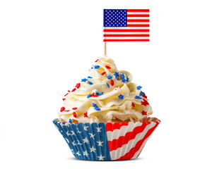 Cupcake. American Flag. US Holidays. Cake on 4th of July, Independence, Presidents Day. Tasty...
