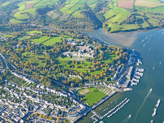 Aerial view of the River Dart at Dartmouth, Devon	