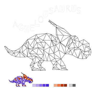 coloring achelousaurus dinosaur vector illustration for kids