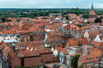 Fototapeta na wymiar Panorama of Lüneburg in Lunenburg, Germany