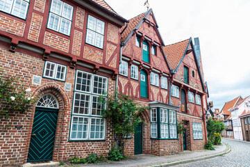 Street with old medieval houses in Lunenburg, Germany