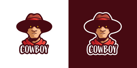Creepy Cowboy Mascot Character Logo Template