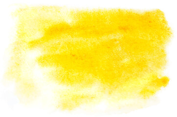 Watercolor background. Colorful stain isolated on white background. Aquarelle yellow spot. Abstract splash for banner, wedding invitation, decoration, postcard, flyer, design element, placard