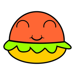 cute smiling burger illustration icon