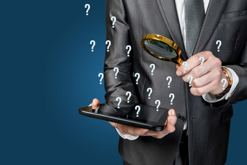 Search concept answers questions in tablet.