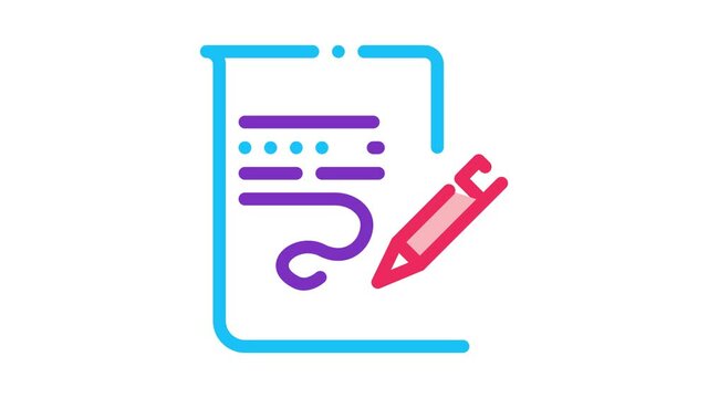 Paper List And Pencil Icon Animation. color Paper List And Pencil animated icon on white background