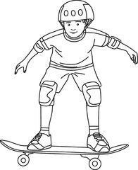 Outline of a boy on a Skateboard