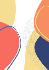 Colorful hand drawn of various shapes and doodle objects. Abstract modern trendy template. Vector